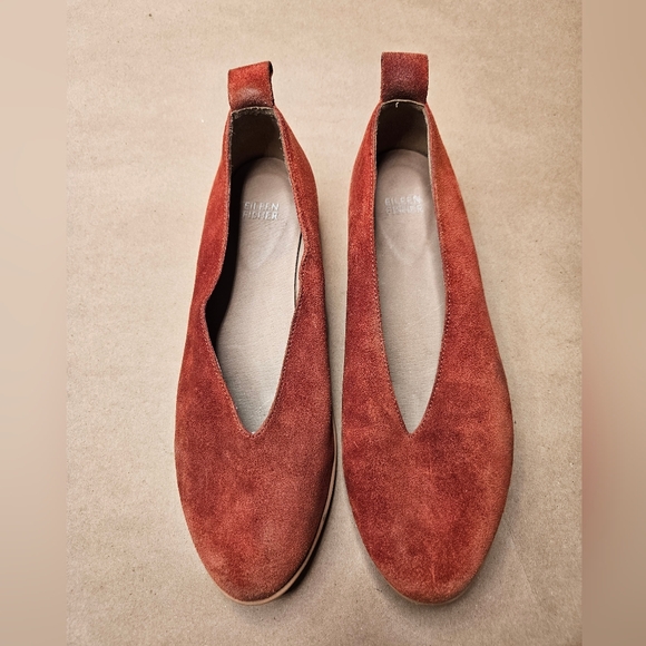 Eileen Fisher Shoes - Eileen Fisher wedge ballet almond toe rust suede flats. Size 8.5